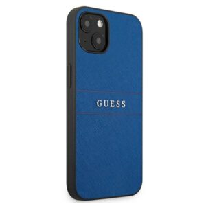 Guess Saffiano Metal Logo Stripes - dėklas skirtas Apple iPhone 13 mini Blue - Image 4