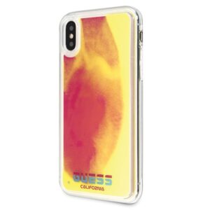 Guess Liquid Glitter Hearts - dėklas skirtas Apple iPhone Xs / X Glow in the dark/Pink - Image 2
