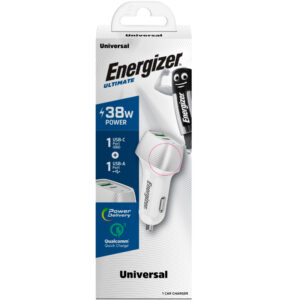 Energizer Ultimate - USB-C & USB-A 38W PD + QC3.0 automobilinis įkroviklis baltos spalvos / sidabro spalvos - Image 6