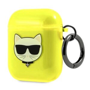 Karl Lagerfeld Choupette Head Glitter - dėklas skirtas Airpods (fluo yellow) - Image 3