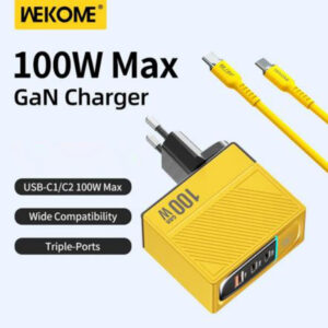 WEKOME WP-U155 Tint Series - 2x USB-C & USB-A Super Fast Charger GaN 100W (Yellow) - Image 2
