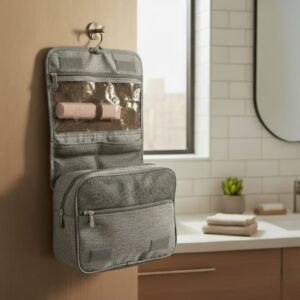 Dunlop – Travel Toiletry Bag with Hanging Hook 25x20x10 cm (Grey) - Image 5
