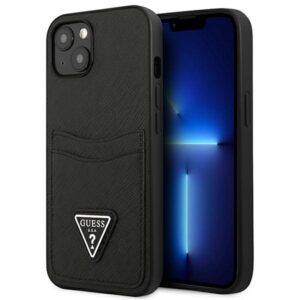 Guess Saffiano Double Card Triangle - dėklas skirtas Apple iPhone 13 mini Black - Image 1