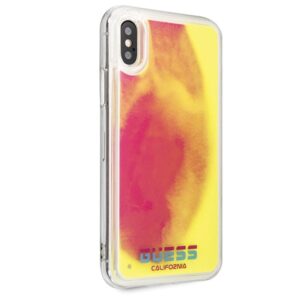 Guess Liquid Glitter Hearts - dėklas skirtas Apple iPhone Xs / X Glow in the dark/Pink - Image 5