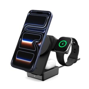 Spigen EF323MQ Essential 3in1 magnetic MagSafe belaidis įkroviklis 25W QI2.2 juodos spalvos - Image 6