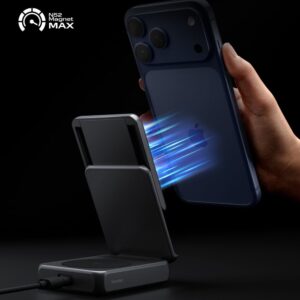 Spigen Essential EF302MOQ Qi2.2 2IN1 Magnetic MagSafe belaidis įkroviklis juodos spalvos - Image 6