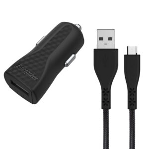 Energizer HardCase - USB-A 1A automobilinis įkroviklis + Micro USB cable juodos spalvos