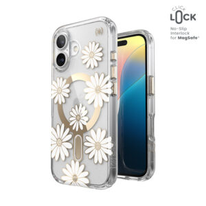 Speck Presidio Lux ClickLock & MagSafe - dėklas skirtas Apple iPhone 16 Sunshine Daisies / Clear / Gold - Image 1