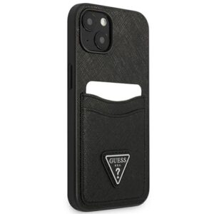 Guess Saffiano Double Card Triangle - dėklas skirtas Apple iPhone 13 mini Black - Image 4