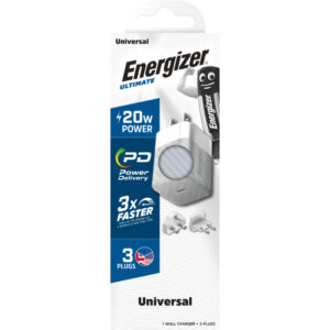 Energizer Ultimate - Multiplug EU / UK / US GaN 20W PD mains charger (Silver) - Image 4