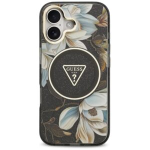 Guess IML Glitter Flowers Triangle MagSafe - dėklas skirtas Apple iPhone 17 black - Image 3