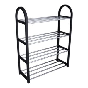 Alpina - Shoe Rack / Shelf / Stand 4-Tier 50x18.5x57 cm (Silver / Black) - Image 4