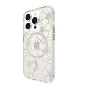 Case-Mate Floral Gems MagSafe - Apple iPhone 15 Pro Case Gold - Image 3