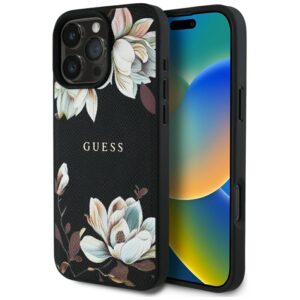 Guess Grained Printed Flower Pattern MagSafe - dėklas skirtas Apple iPhone 16 Pro Max black - Image 1