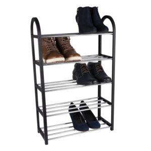 Alpina - Shoe Rack / Shelf / Stand 5-Tier 50x20x77 cm (Silver / Black) - Image 2