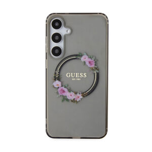Guess IML Flowers Wreath MagSafe - Case Samsung Galaxy S24+ Black - Image 3