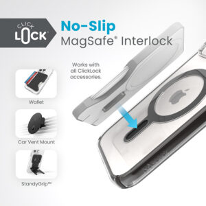 Speck Presidio Perfect-Clear ClickLock & Magsafe - dėklas skirtas Apple iPhone 16e / Apple iPhone 15 / Apple iPhone 14 / Apple iPhone 13 Clear / Frosted Black / Slate Grey - Image 2