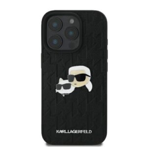 Karl Lagerfeld Monogram Karl & Choupette Head Pin - dėklas skirtas Apple iPhone 16 Pro black - Image 3
