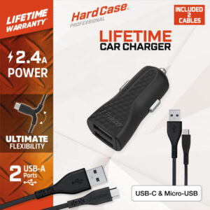 Energizer HardCase - Car charger 2x USB-A 2.4A + USB-C & Micro USB cable (Black) - Image 2