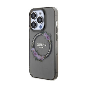 Guess IML Flowers Wreath MagSafe - dėklas skirtas Apple iPhone 15 Pro Black - Image 2
