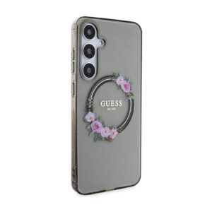 Guess IML Flowers Wreath MagSafe - Case Samsung Galaxy S24+ Black - Image 4