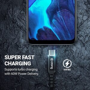 Crong Armor Link - USB-C to USB-A 60W Braided Cable Power Delivery Fast Charging 150cm juodos spalvos - Image 6