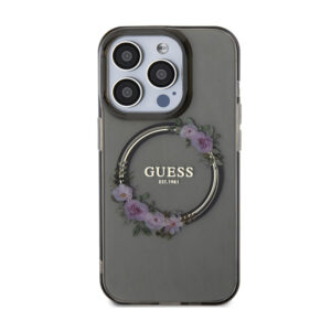 Guess IML Flowers Wreath MagSafe - dėklas skirtas Apple iPhone 15 Pro Black - Image 3