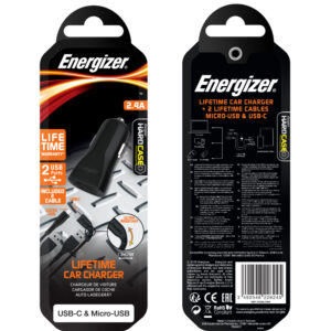Energizer HardCase - Car charger 2x USB-A 2.4A + USB-C & Micro USB cable (Black) - Image 3