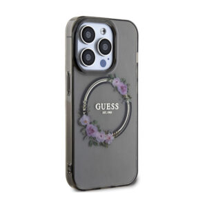 Guess IML Flowers Wreath MagSafe - dėklas skirtas Apple iPhone 15 Pro Black - Image 4