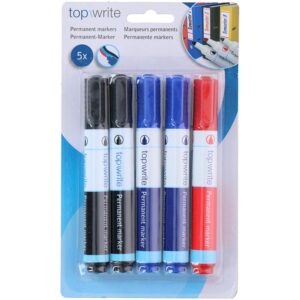 Topwrite - Set of permanent markers 5 pcs. (Black/Blue/Red) - Image 2