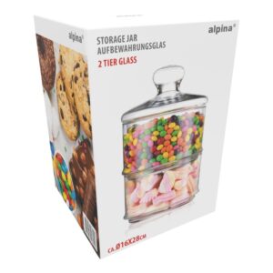 Alpina - Glass container / jar for sweets, 2 levels, 16x28 cm - Image 5