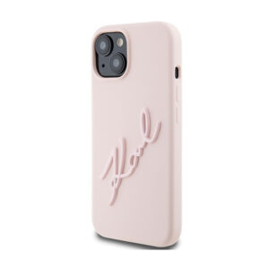 Karl Lagerfeld Silicone Karl Script - Apple iPhone 15 Case Pink - Image 2