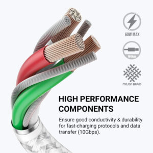 Crong Armor Link - 60W PD 3A USB-C to USB-C Cable 150cm white - Image 3