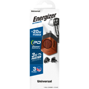 Energizer Ultimate - Multiplug EU / UK / US GaN 20W PD mains įkroviklis Walnut burl - Image 4