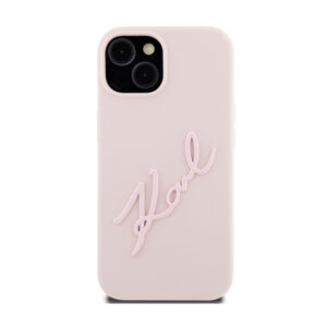 Karl Lagerfeld Silicone Karl Script - Apple iPhone 15 Case Pink - Image 3