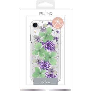 PURO Glam Hippie Chic Cover - dėklas skirtas Apple iPhone XR real green flower petals - Image 2