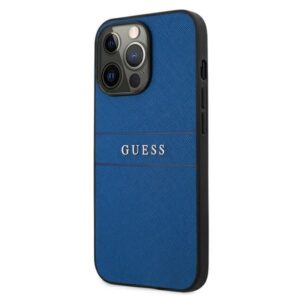 Guess Saffiano Metal Logo Stripes - dėklas skirtas Apple iPhone 13 Pro Blue - Image 2