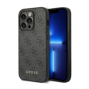 Guess 4G Metal Gold Logo dėklas skirtas Apple iPhone 14 Pro Max Grey - Image 2