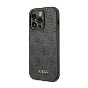 Guess 4G Metal Gold Logo dėklas skirtas Apple iPhone 14 Pro Max Grey - Image 3