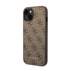Guess 4G Metal Gold Logo - dėklas skirtas Apple iPhone 15 / 14 / 13 Brown - Image 2
