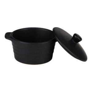 Alpina - Ceramic ovenproof dish with lid, round, 13x10 cm, 210 ml (black) - Image 2