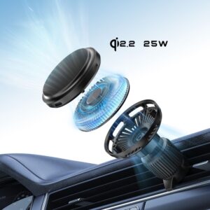 Tech-Protect V9 ArcticBoost magnetic MagSafe dashboard & vent automobilinis laikiklis su belaidžiu įkrovimu 25W QI2.2 juoda - Image 7