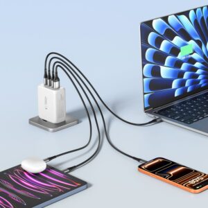 Tech-Protect NC200W-GAN 4-port laidinis įkroviklis PD 200W / QC3.0 baltos spalvos - Image 7