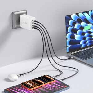 Tech-Protect NC240W-GAN 4-port laidinis įkroviklis PD 240W / QC3.0 baltos spalvos - Image 7