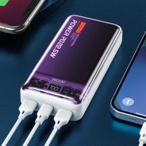 WEKOME WP-353 Vanguard Series - Power bank 10000 mAh PD 20W + QC 22.5W (Purple / Transparent) - Image 4