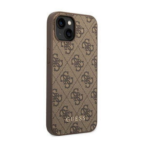 Guess 4G Metal Gold Logo - dėklas skirtas Apple iPhone 15 / 14 / 13 Brown - Image 4