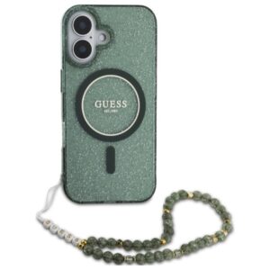 Guess IML Glitter With Pearl Strap MagSafe - dėklas skirtas Apple iPhone 16 Green - Image 2