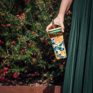 Quokka Liquid Cube - Glass mug 540 ml with stainless steel straw (Oranges) - Image 2