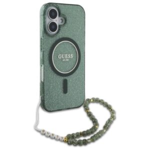 Guess IML Glitter With Pearl Strap MagSafe - dėklas skirtas Apple iPhone 16 Green - Image 3