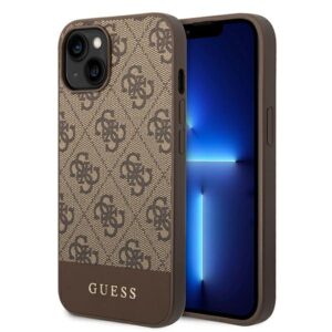 Guess 4G Bottom Stripe Metal Logo Collection - dėklas skirtas Apple iPhone 14 Plus Brown - Image 1